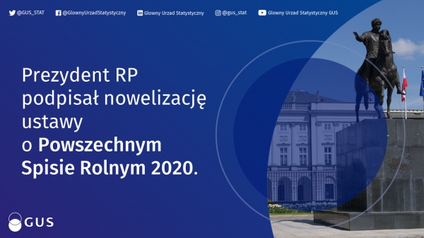 Prezydent RP podpisał nowelizację ustawy o Powszechnym Spisie Rolnym 2020